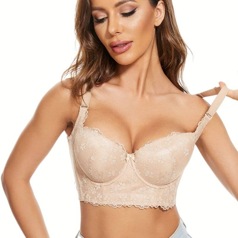 TQWQT Push Up Bra for Women Corset Top Bustier Padded Underwire Bra Add One  Cup,Complexion 44C 